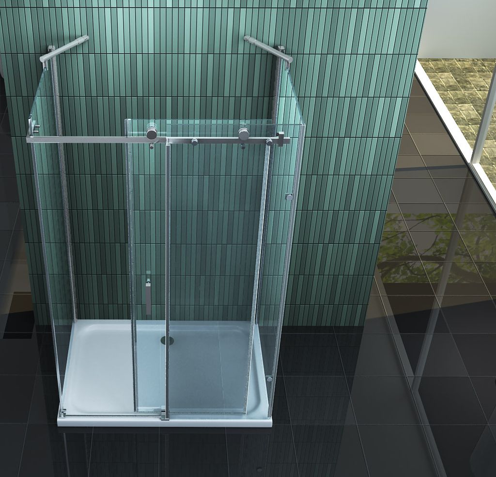 U-Form Duschkabine Aron Mit Duschtasse – 100x90x200 Cm, 8 Mm ESG-Sicherheitsglas, Bodeneben Montierbar